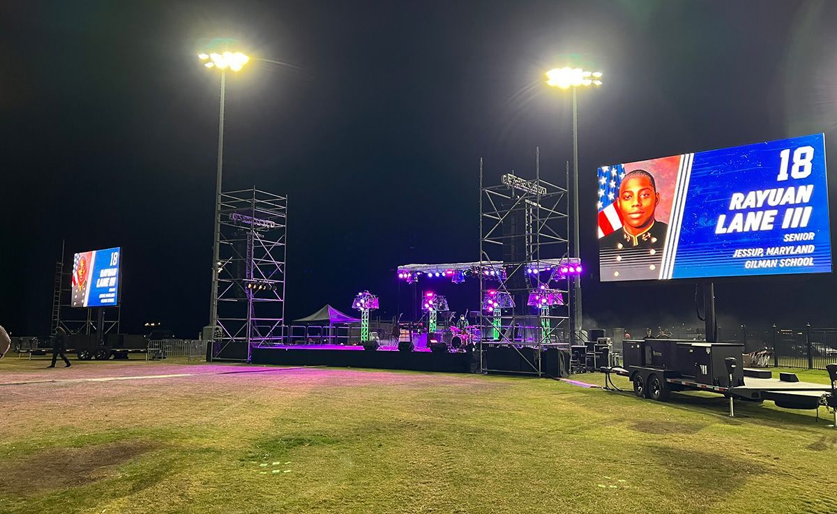 Mobile LED Video Wall Trailer 17x10 Navy Pep Rally Maryland