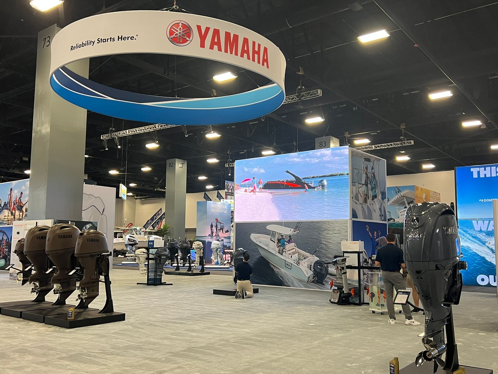 Trade Show Booth AV Support Boat Show Yamaha Booth LED Screen