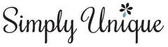 Black script logo reading “Simply Unique” with a small flower accent above the text