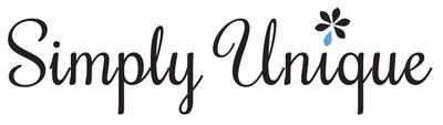 Black script logo reading “Simply Unique” with a small flower accent above the text