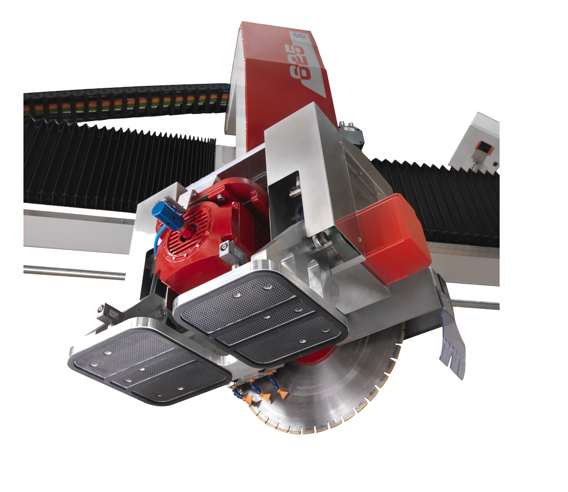 A CNC Bridge Saw in operation