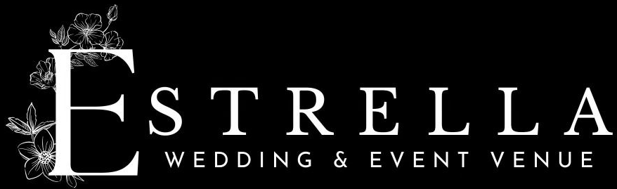 Estrella Wedding & Event Venue logo in white on a black background