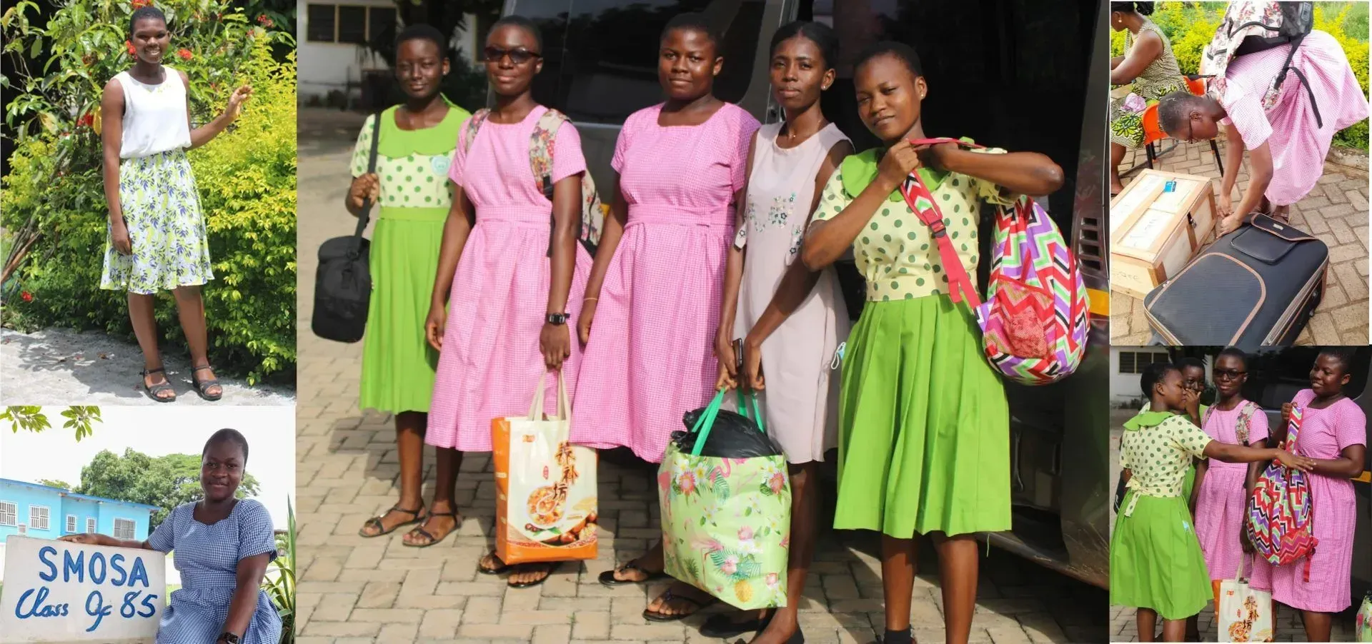 A group of girls are standing in front of a sign that says swosa