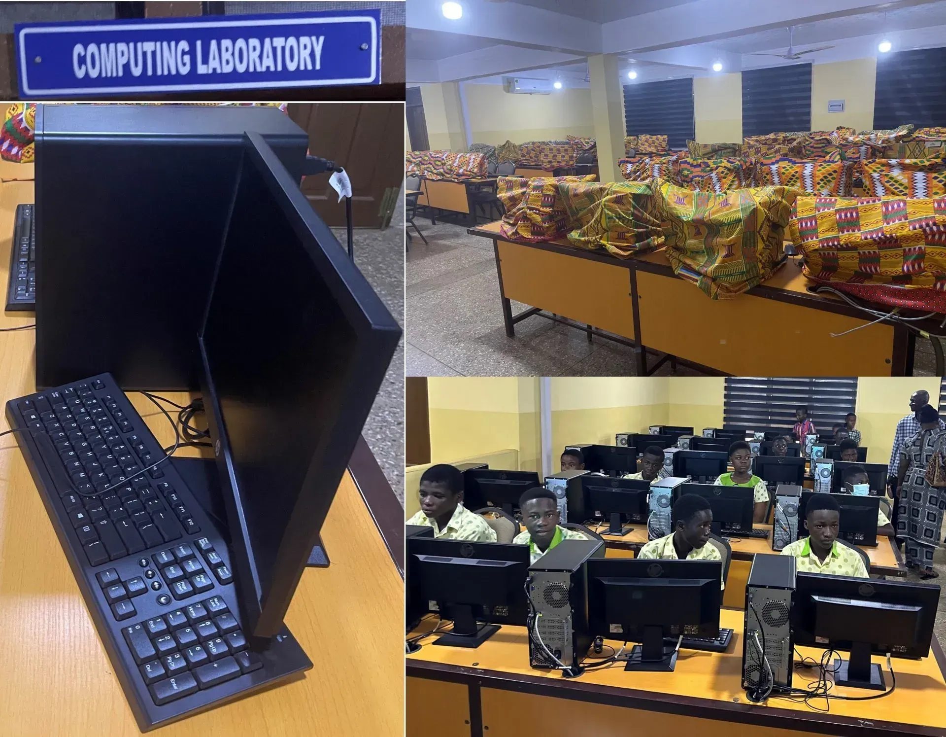 A computer lab with a sign that says computing laboratory