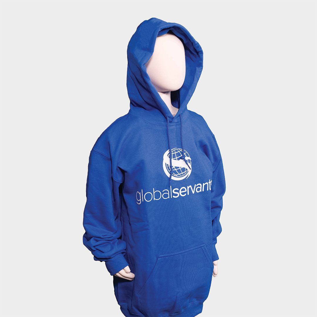 Blue hooded sweatshirt with 