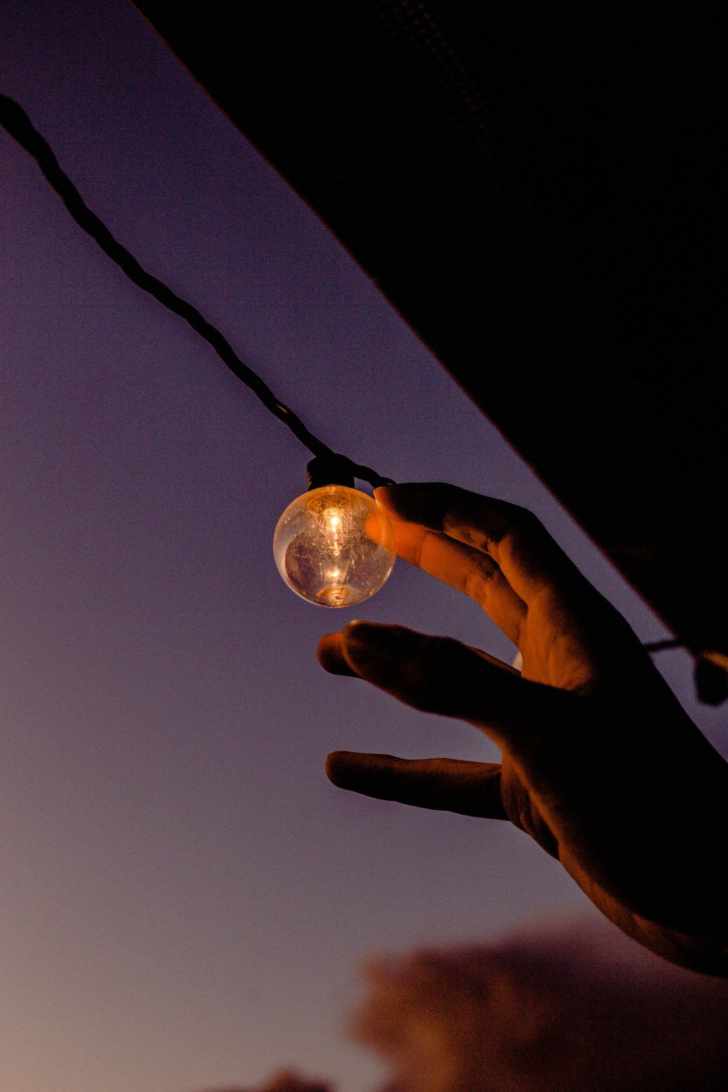 Hands With Small Light Bulb