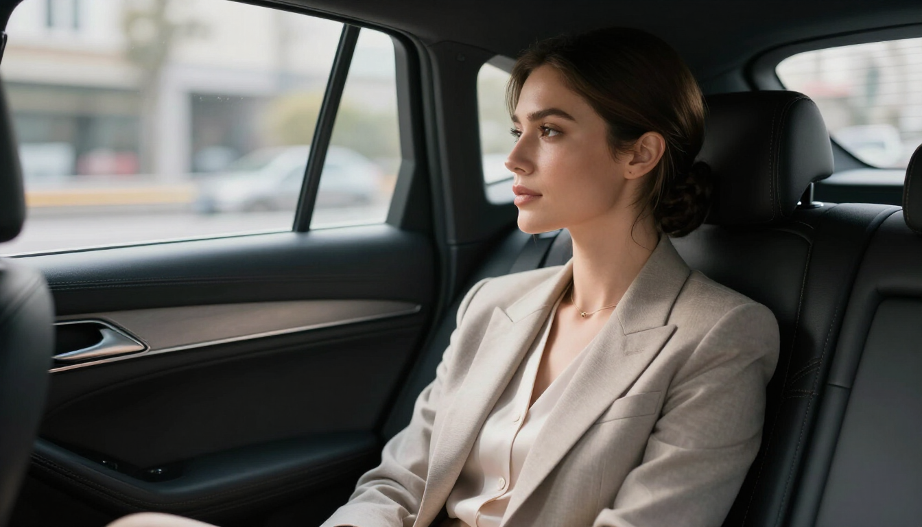 Chauffeur opening door for woman