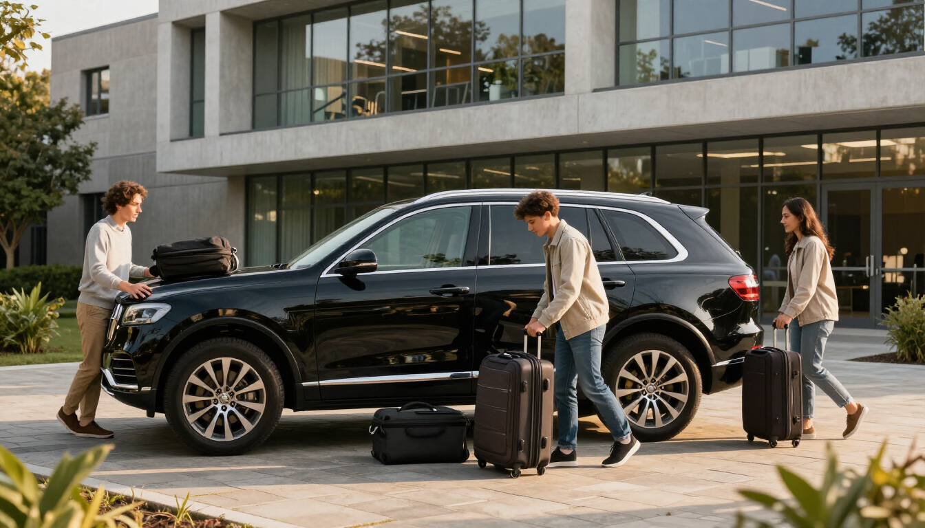 Professional chauffeured service for college move-in day and semester travel planning.