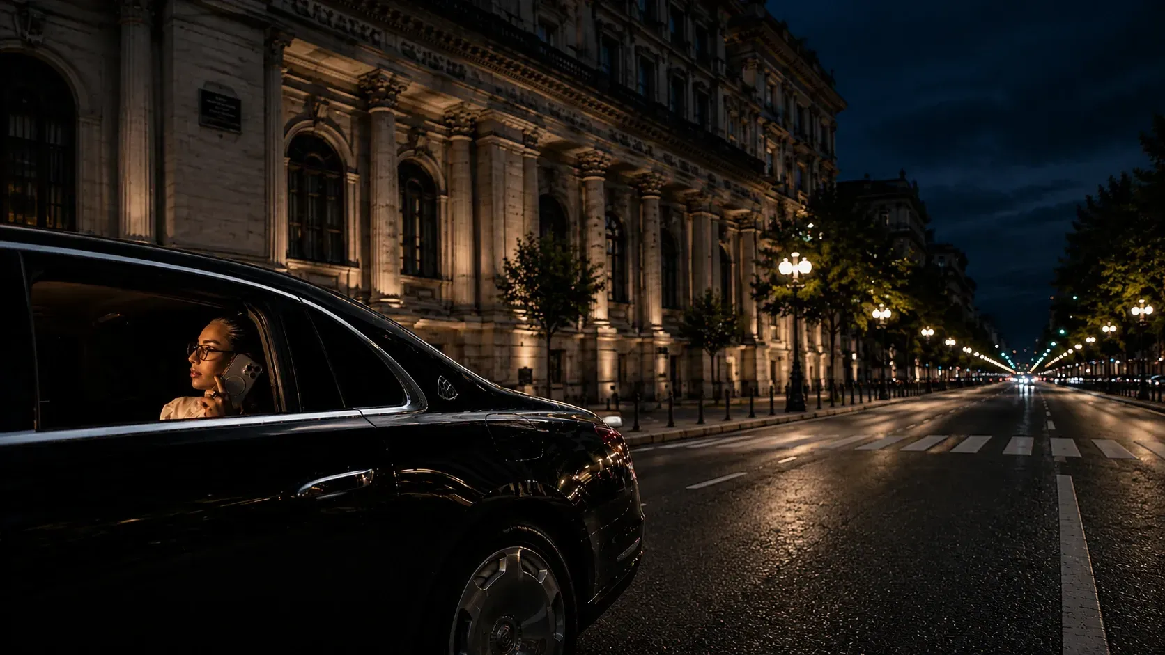Black luxury car with a chauffeur in New Orleans