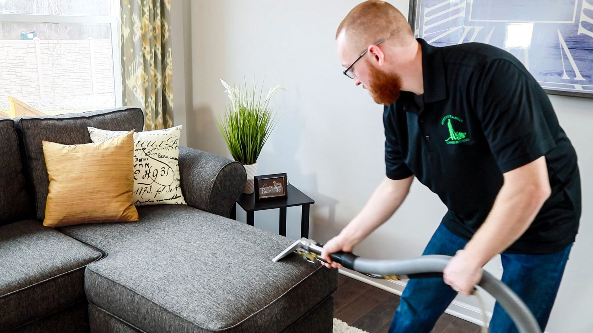 Cleaning Sofa Using Vacuum — Taylor, MI — Green's Family Cleaning Services