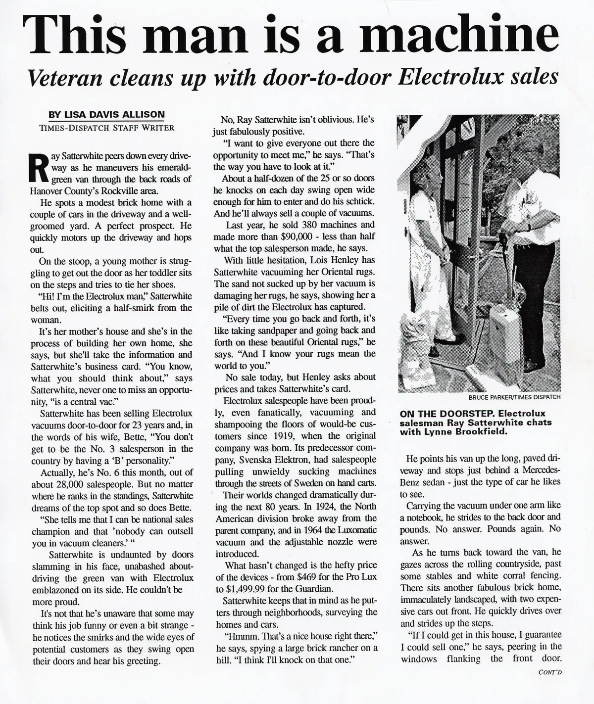 A newspaper article with the headline