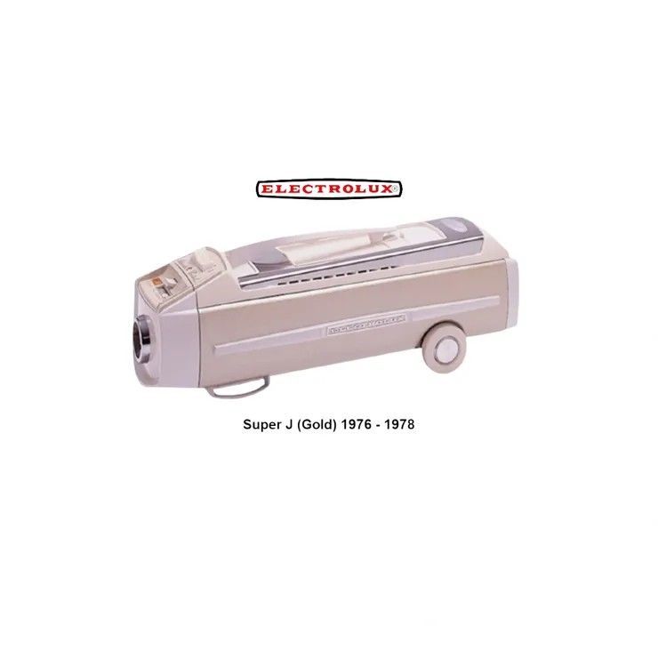 A light gold Electrolux Super J vacuum cleaner from 1976-1978 shown against a white background.