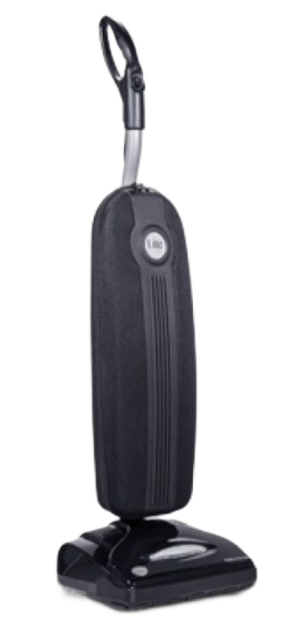 Black upright vacuum cleaner on a white background