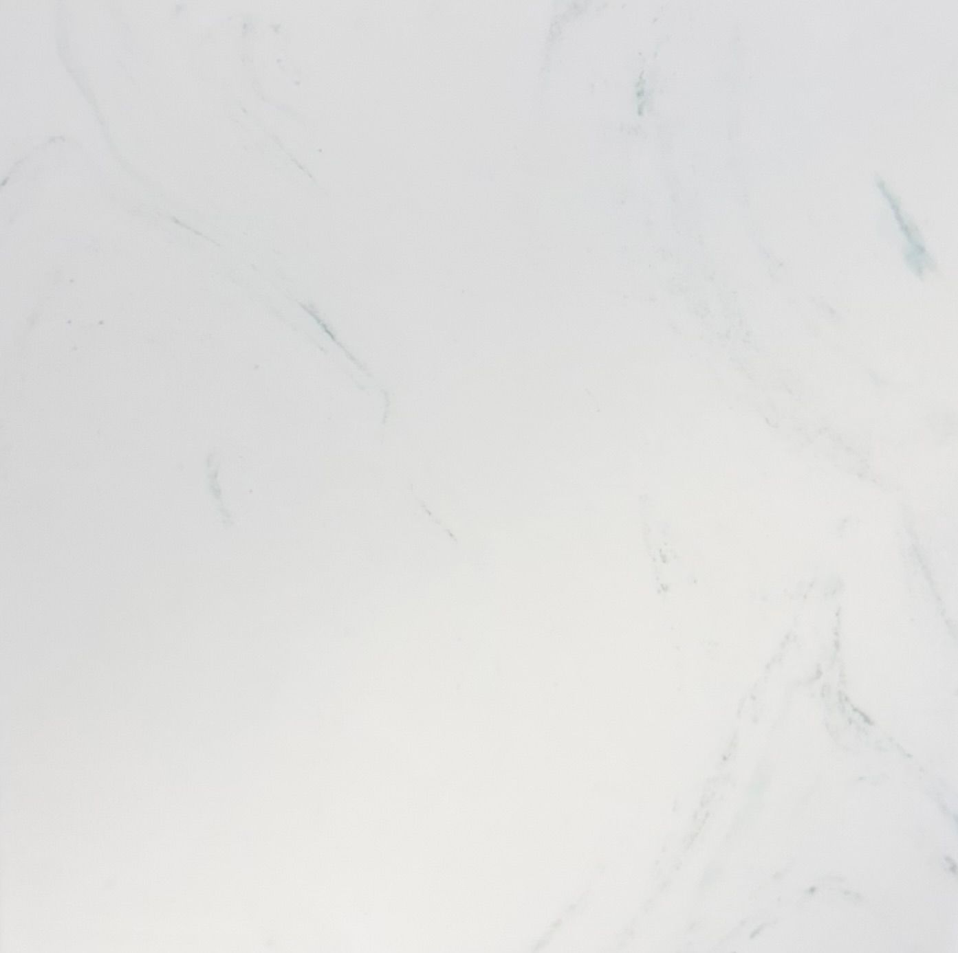A close-up view of white marble stone with faint, soft grey veining throughout the smooth, polished surface. A close-up view of white marble stone with faint, soft grey veining throughout the smooth, polished surface.