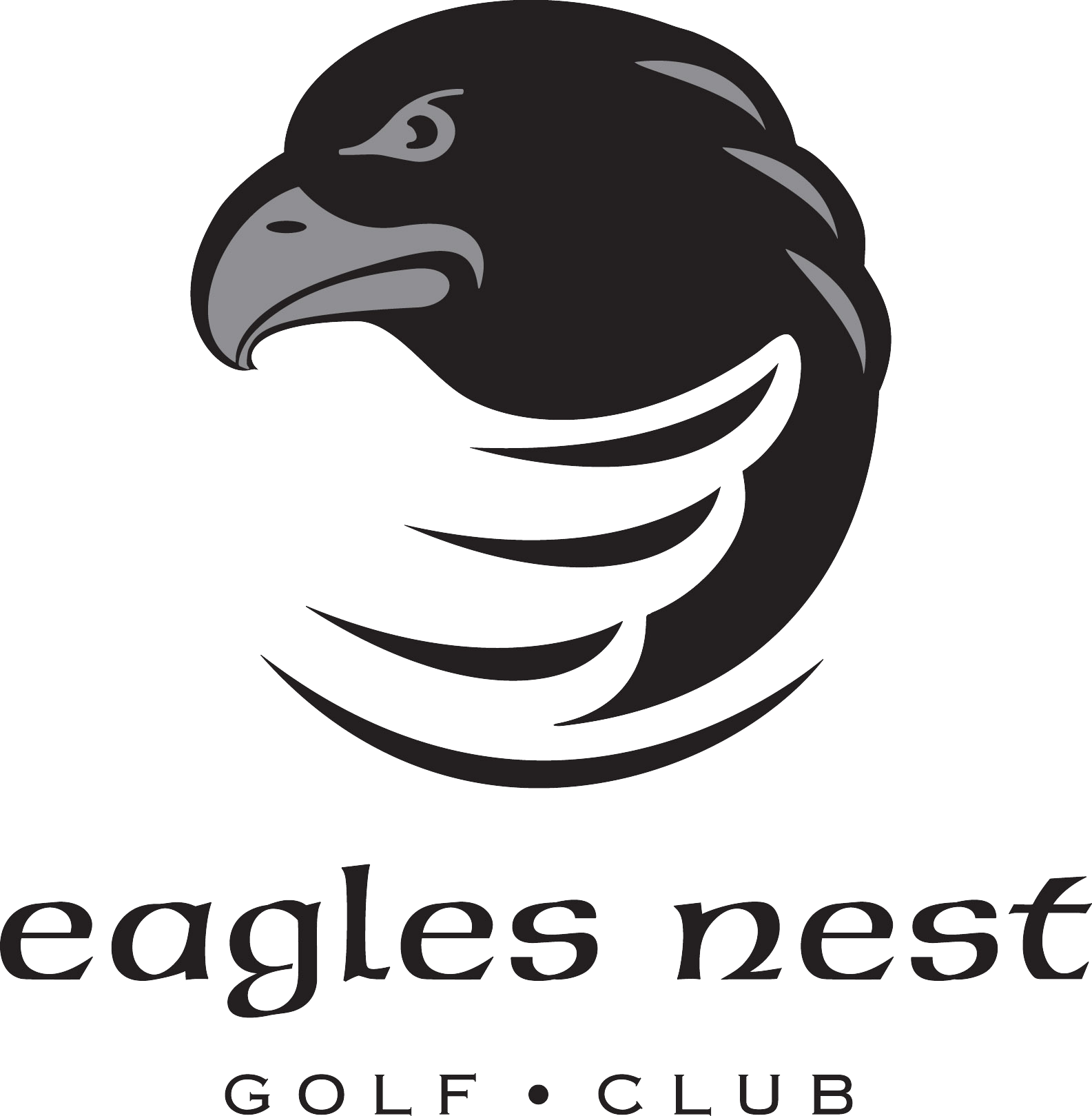 The logo for Eagles Nest Golf Club is in black with a transparent background.