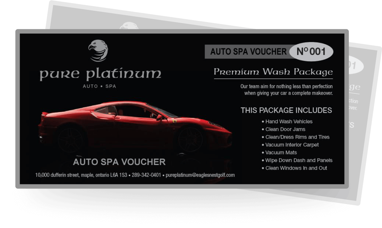 A Premium Wash Package voucher at Pure Platinum Auto Spa. 