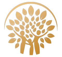 a silhouette of two people holding hands under a tree with leaves .