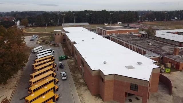 Aerial View of Cumberland County School — Kernersville, NC — Bar Roofing & Maintenance