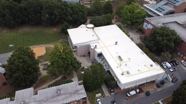 Aerial Rear View of UNC — Kernersville, NC — Bar Roofing & Maintenance