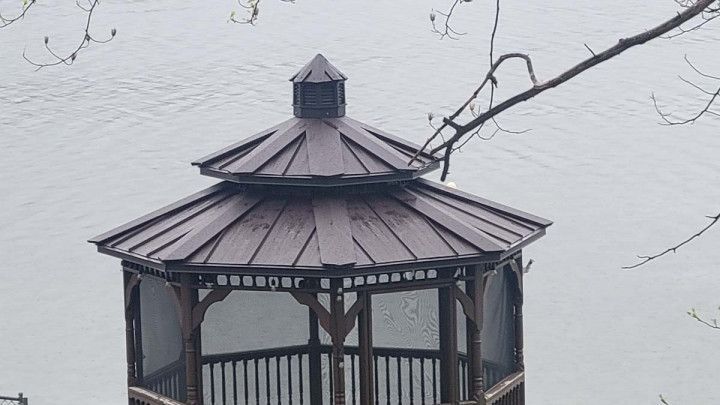 Gazebo beside a lake