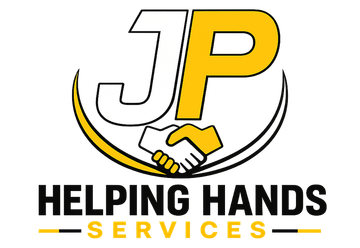 JP Helping Hands Services logo with handshake icon in black, yellow, and white