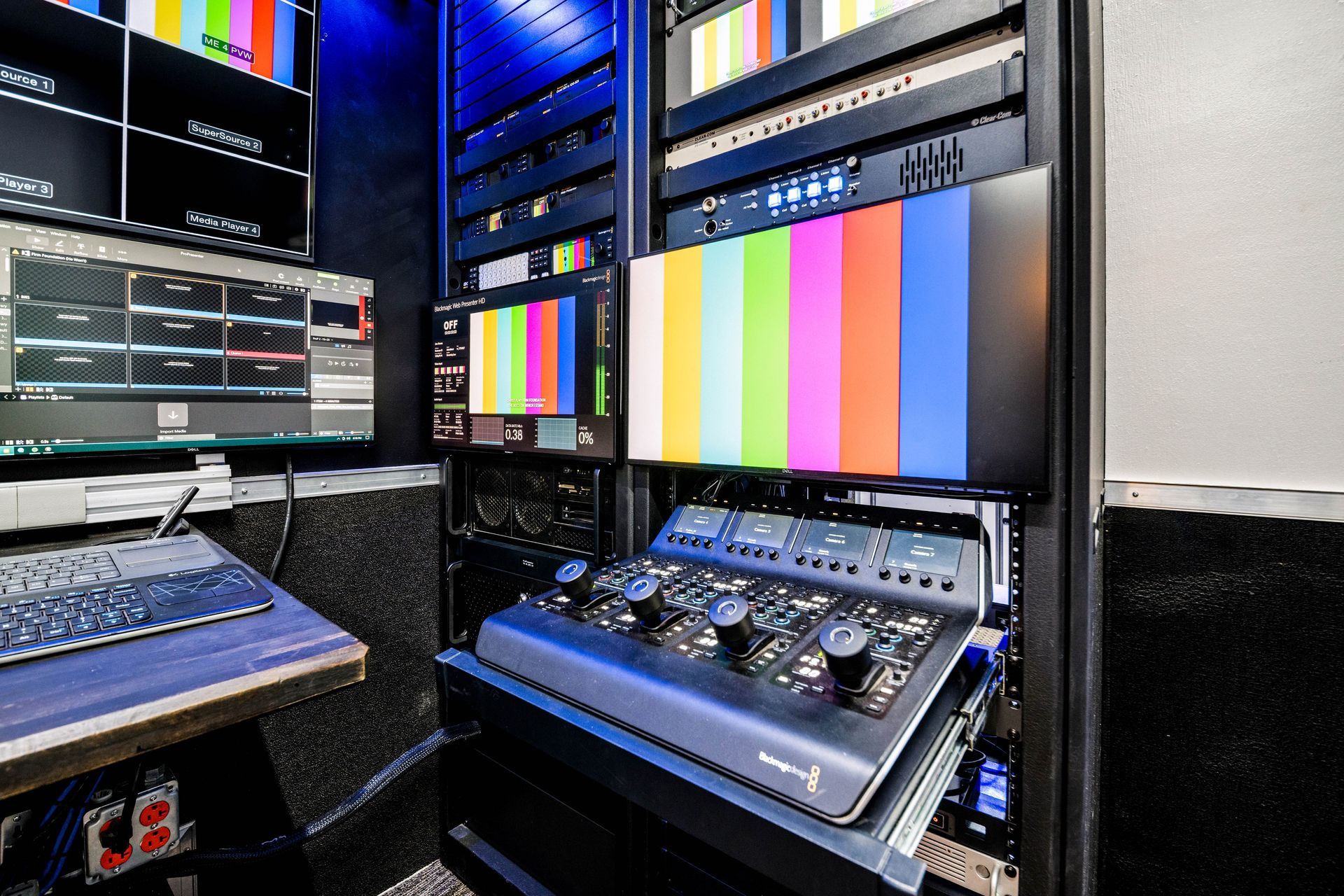Interior of Tretheway Media's Mobile Broadcast Trailer, Chattanooga, TN for Live Video Production
