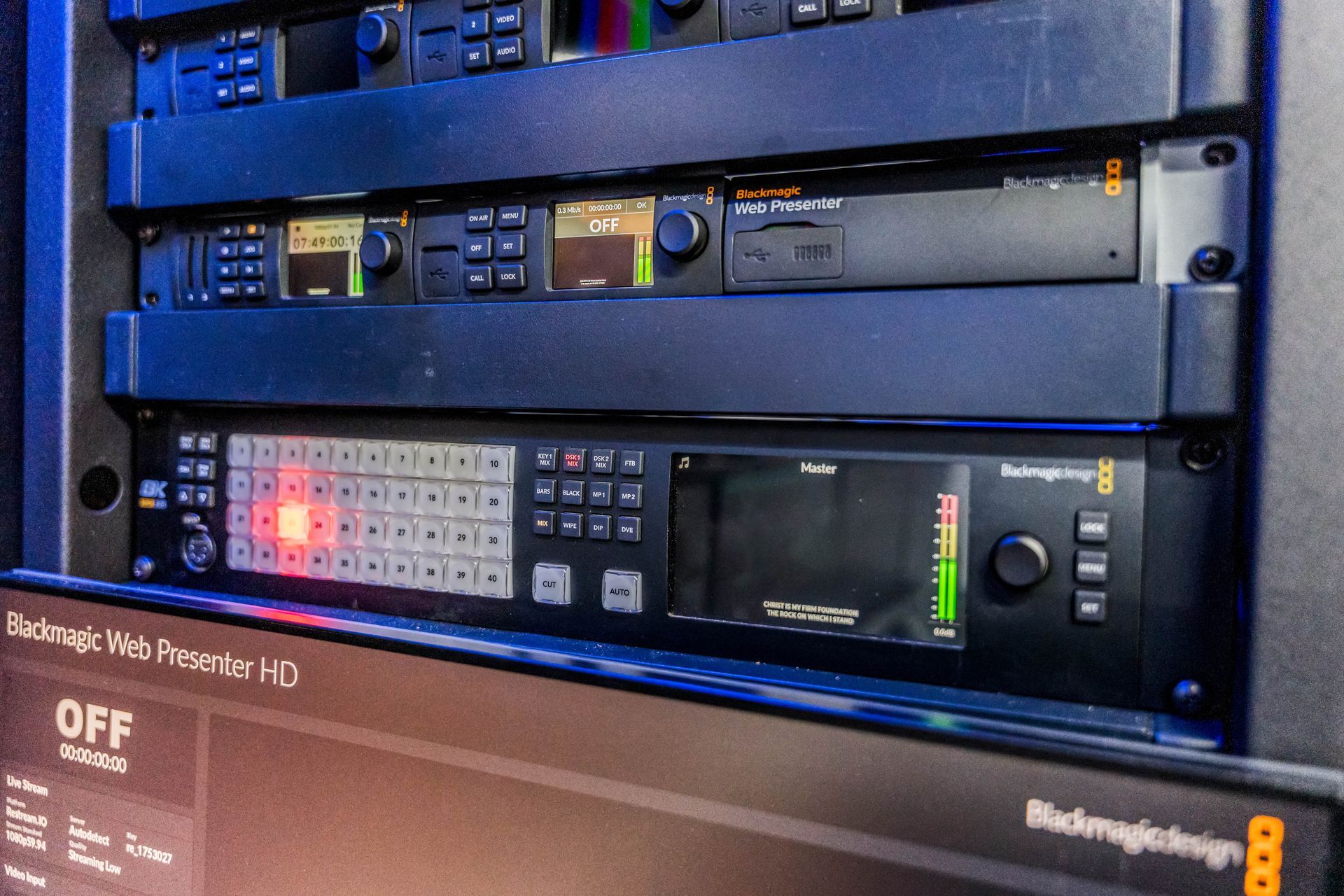 Interior of Tretheway Media's Mobile Broadcast Trailer, Chattanooga, TN for Live Video Production