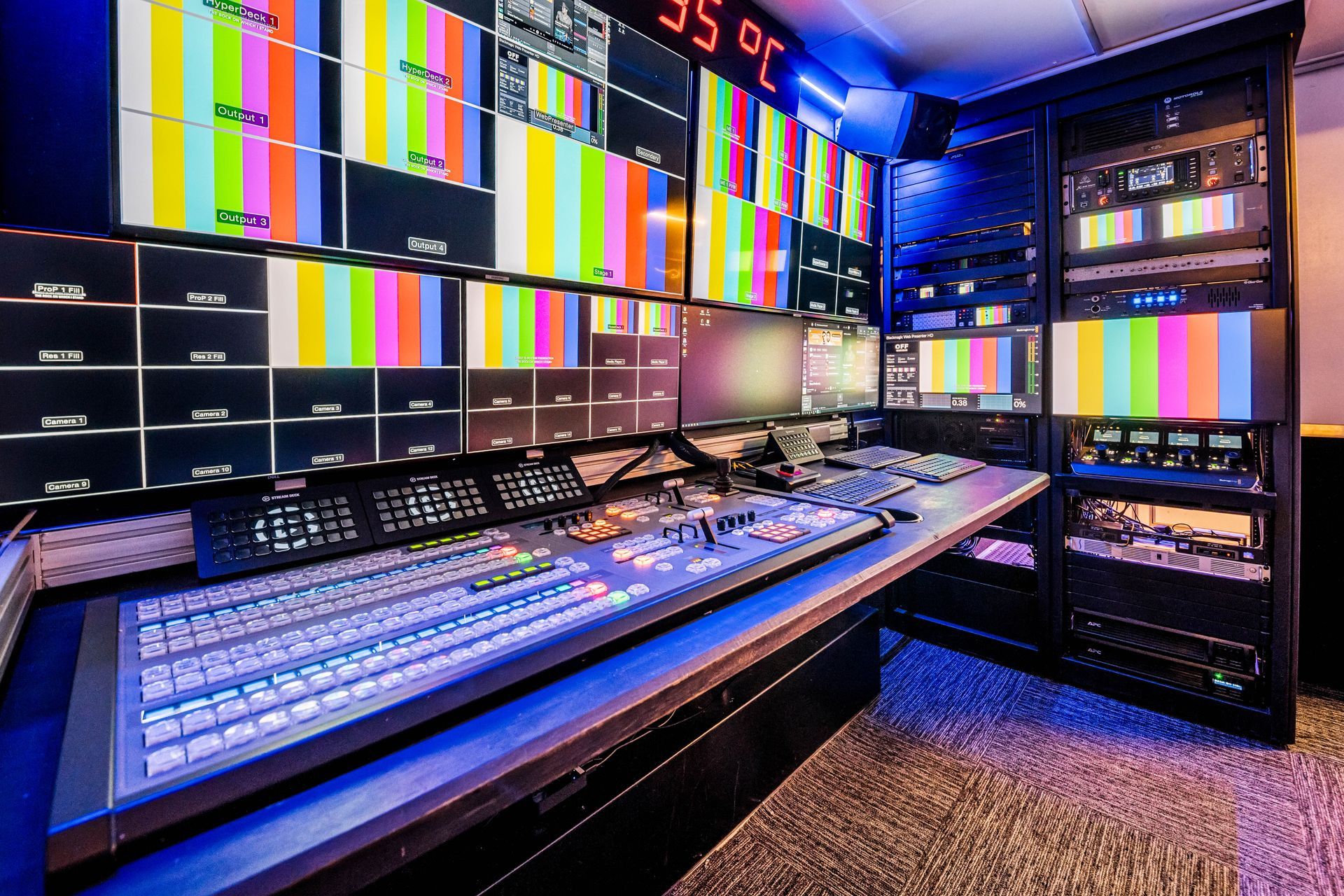Interior of Tretheway Media's Mobile Broadcast Trailer, Chattanooga, TN for Live Video Production