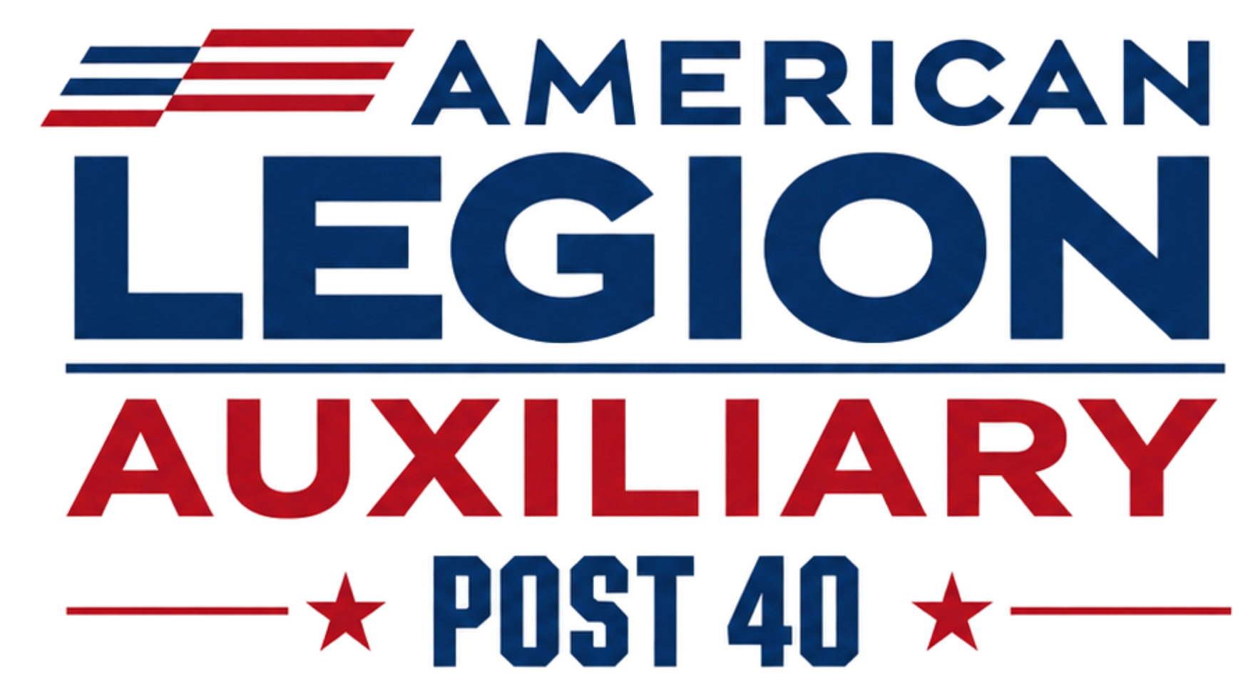 American Legion Auxiliary Post 40 logo in red, white, and blue