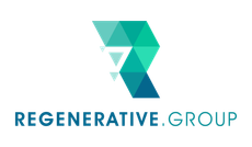 The logo for regenerative group is a triangle with the letter r on it.