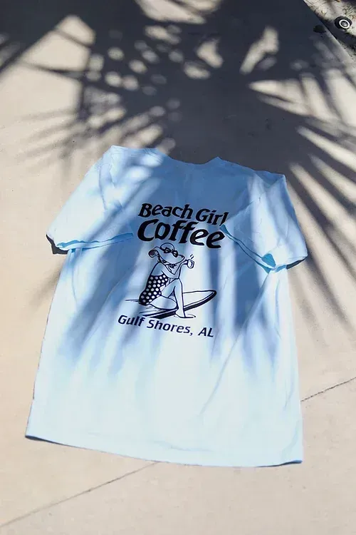 Beach Girl Coffee Tee (Blue)