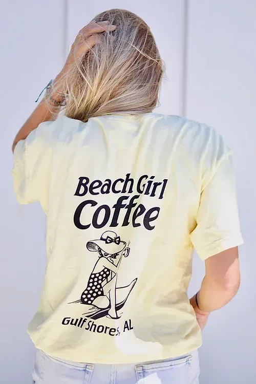 Beach Girl Coffee Tee (yellow)