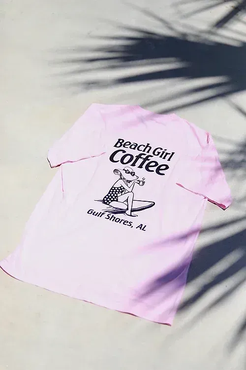 Beach Girl Coffee Tee (Pink)