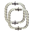 A pair of silver handles with crosses on them on a white background.