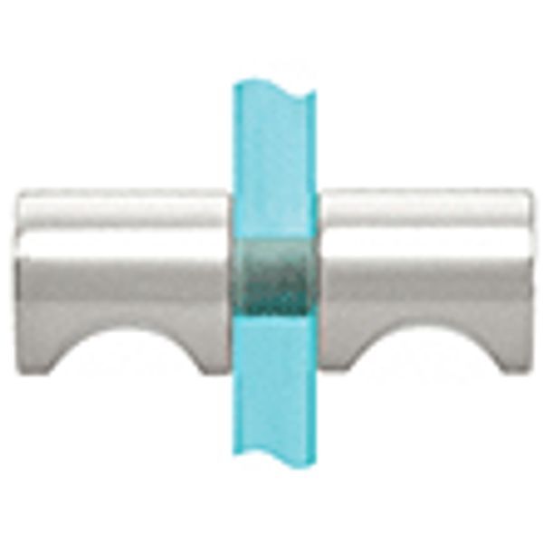 A close up of a metal object with a blue object in the middle.