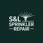 The logo for s & l sprinkler repair shows a sprinkler spraying water.