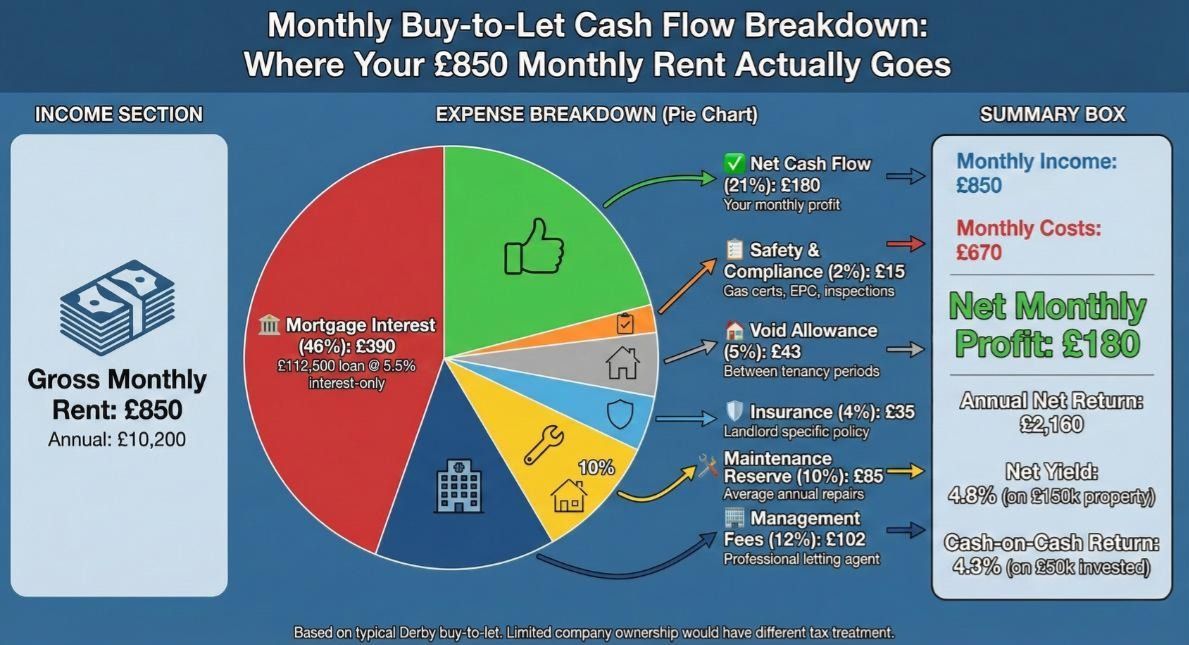 Infographic of Monthly Buy-to-Let Cash Flow Breakdown