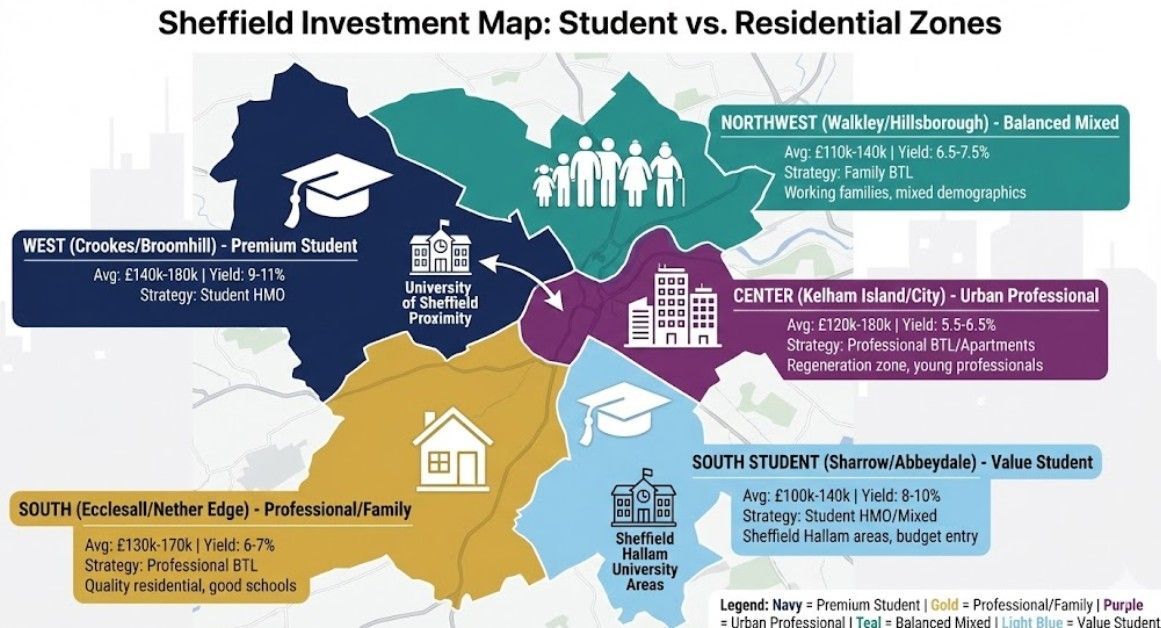 Sheffield property investment map showing premium student areas
