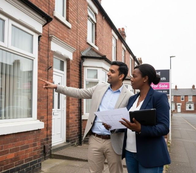 Joint venture property partners collaborating on property inspection
