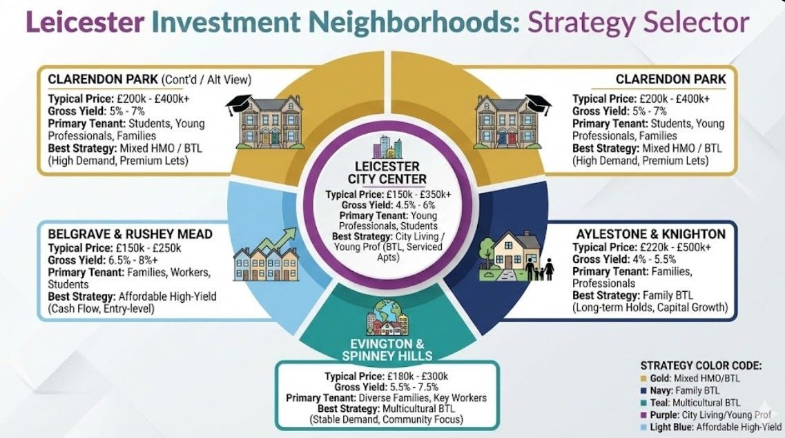 Leicester property investment neighborhoods radial map