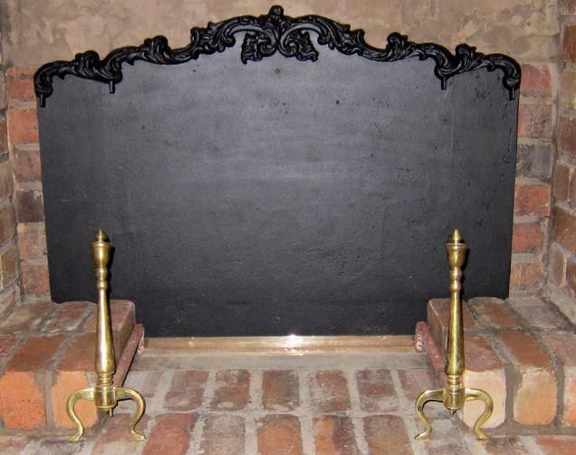 Fireplace Screen with brass andirons

