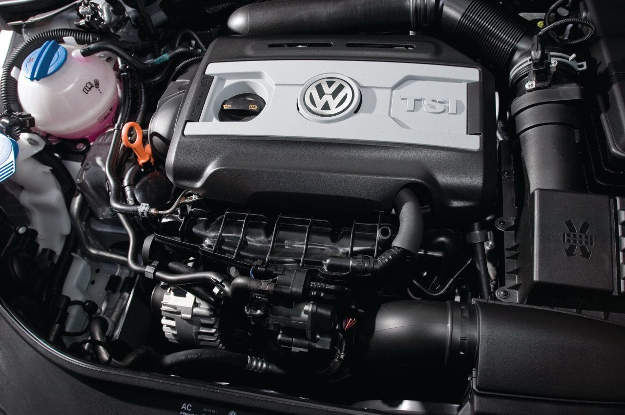 Volkswagen engine, black and silver, with 