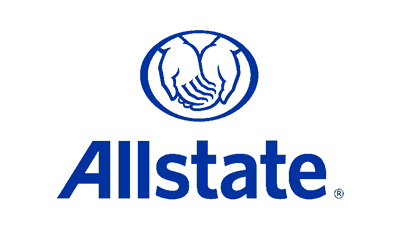 The allstate logo has two hands shaking each other in a circle.