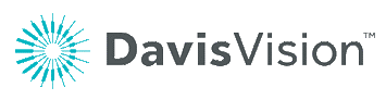 The davis vision logo is a blue and white logo with a sunburst.
