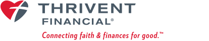 A logo for thrivent financial connecting faith and finances for good