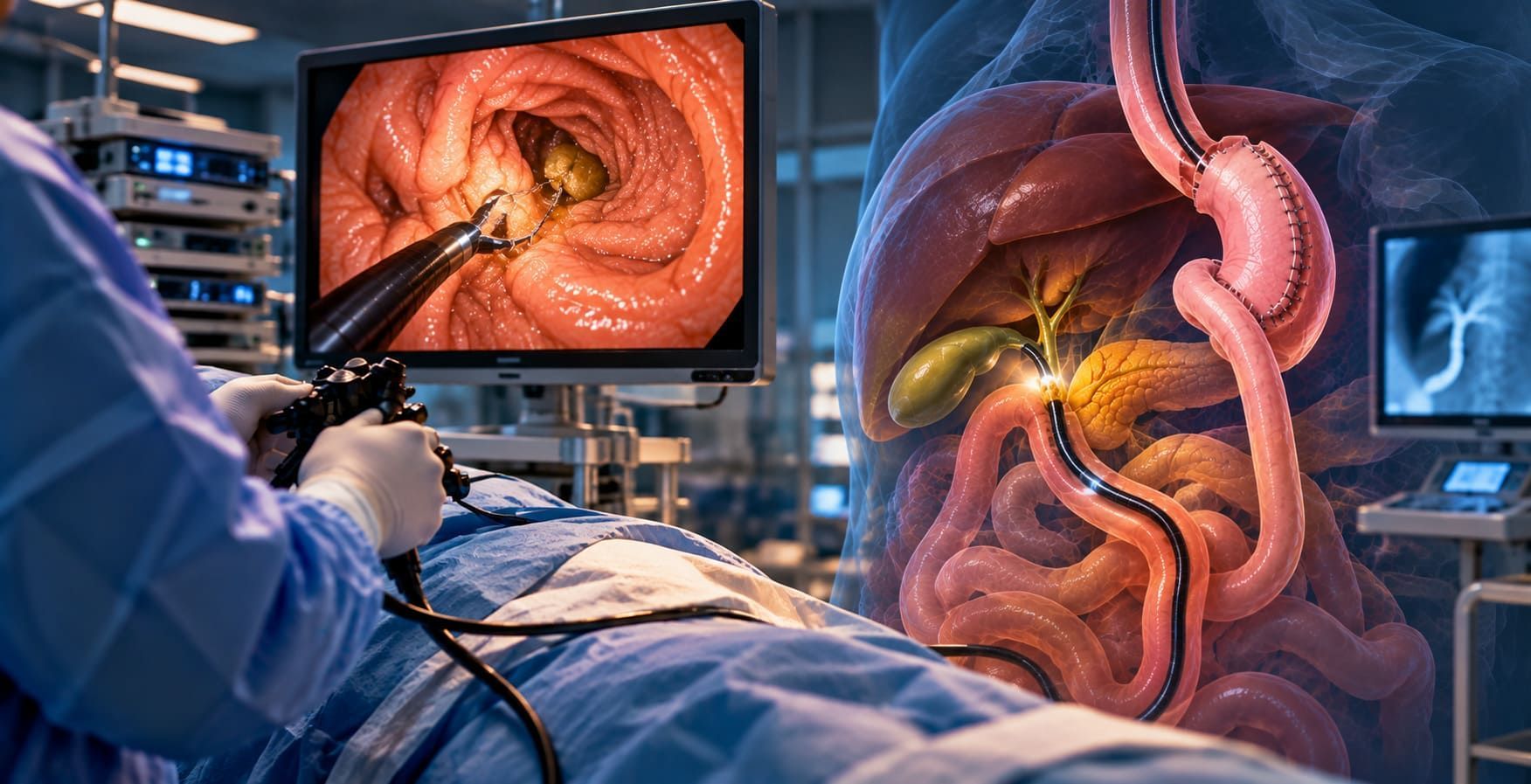 استخدام DBE-ERCP للوصول إلى القنوات المرارية بعد تحويل مسار المعدة