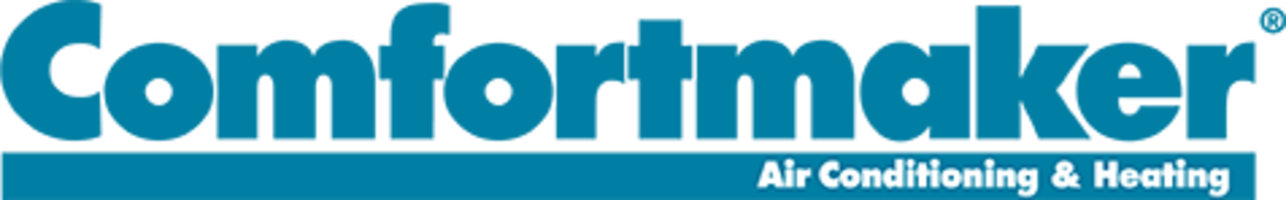 Comfortmaker logo with teal text and tagline, “Air Conditioning & Heating”