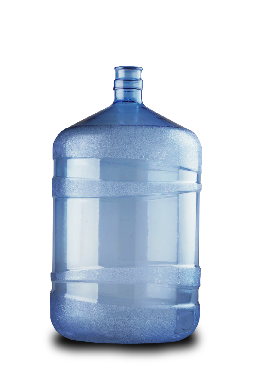 Jarra de plástico azul para dispensador de agua sobre fondo blanco
