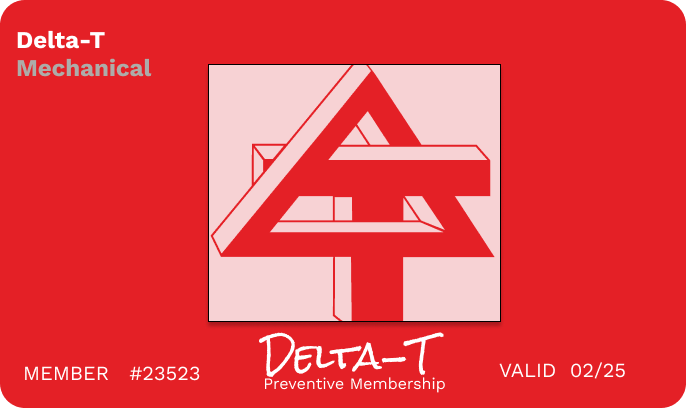 A red delta-t mechanical membership card