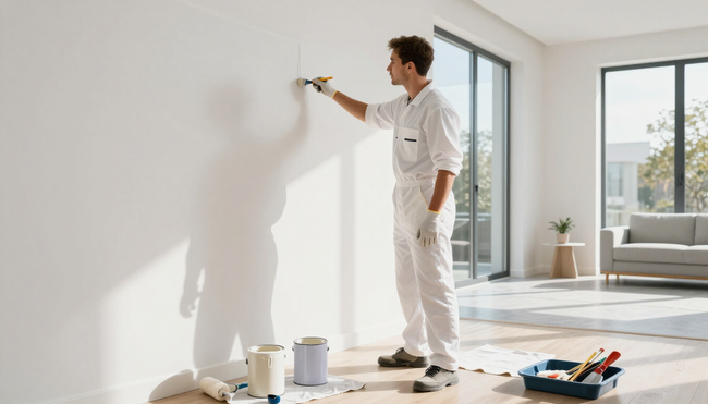 Interior painting project in a bright modern home